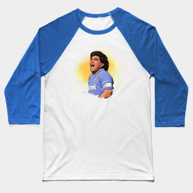 Diego Maradona Cartoon Baseball T-Shirt by JF 1897